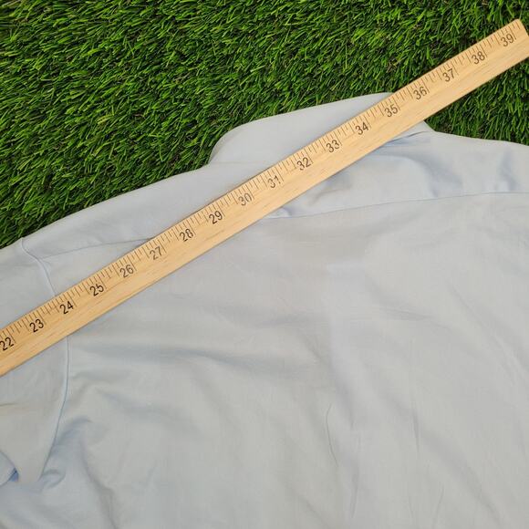 Vintage 80s Van-Heusen MOD Button Shirt Large 22x30 Blue - Picture 4 of 12